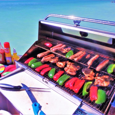 Grill on back of a boat