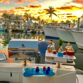 Sunset over a boat harbor in Key Largo